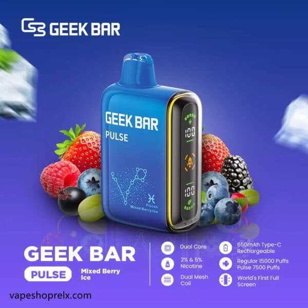 GEEK BAR PULSE 小火箭15000Puffs 一次性電子煙｜可充電LED顯示拋棄式霧化棒多模式調節