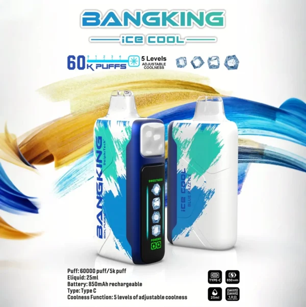 Bang King 60000 拋棄式電子煙｜LED 螢幕顯示 × 五檔冰度調節｜超長續航大容量・多款口味